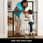 Mom's Choice Awards Winner-Cumbor 29.5-46" Auto Close Baby Gate for Stairs, Easy Install Pressure/Hardware Mounted Dog Gates for The House Indoor, Easy Walk Thru Wide Safety Pet Gates for Dogs, White - Image 2